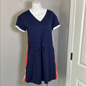 Kinona Go Anywhere Shortsleeve Golf Dress Navy Blue UPF Pickleball Sz XS NEW